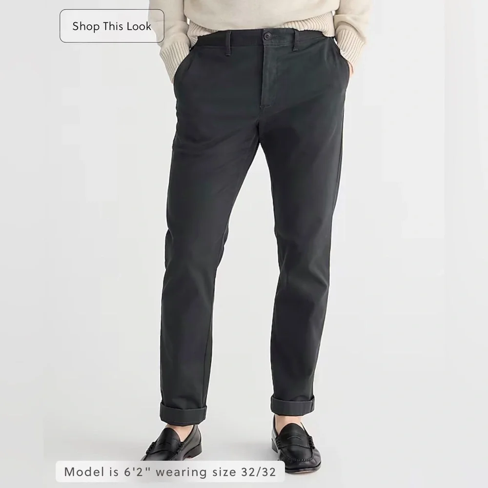 J. Crew Men’s 770 Straight-fit stretch chino pant AR886 Faded Black - Picture 2 of 11